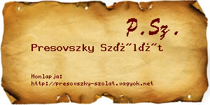 Presovszky Szólát névjegykártya